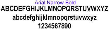 arial narrow bold lettering