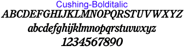 cushing bold italic font